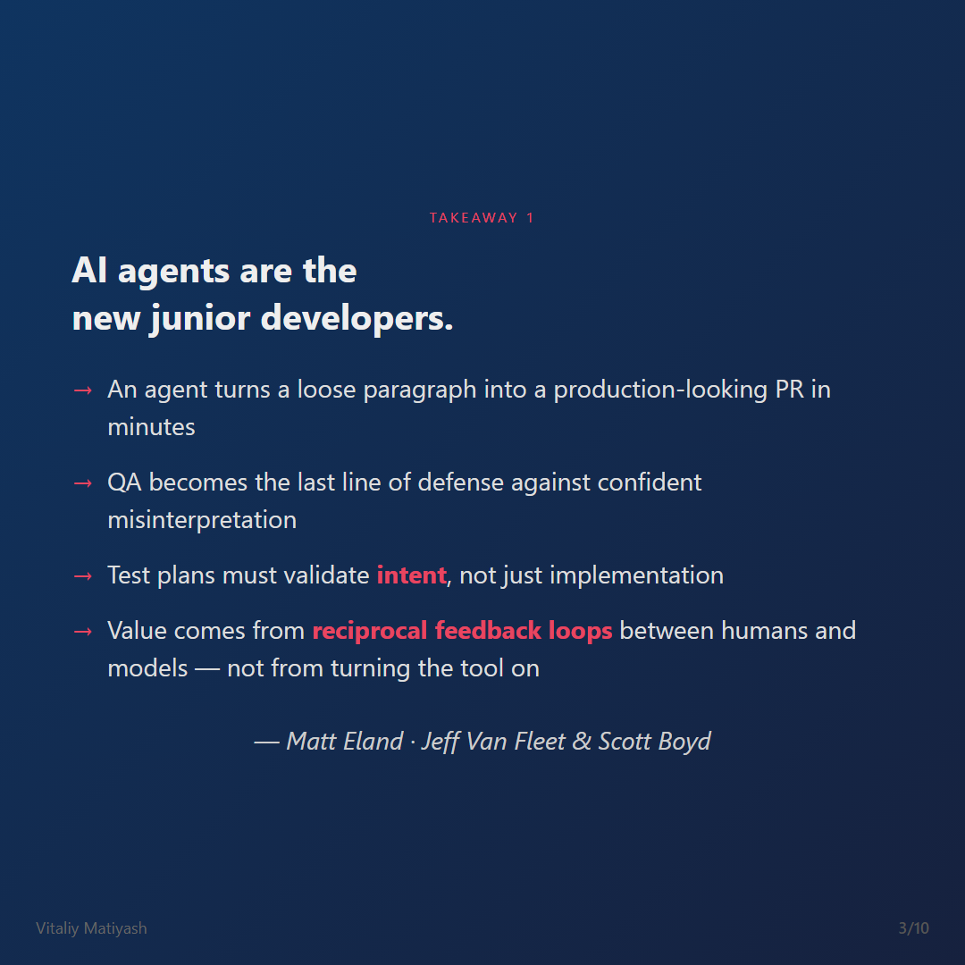 Takeaway 1 — AI agents are the new junior developers